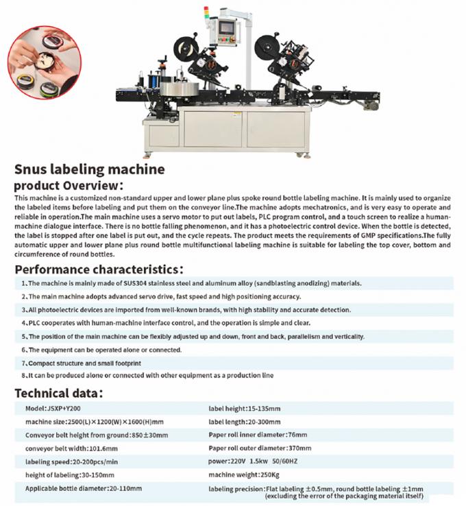 Snus Can Side Label Round Can Labeling Machine Automatic Satin Wash ...